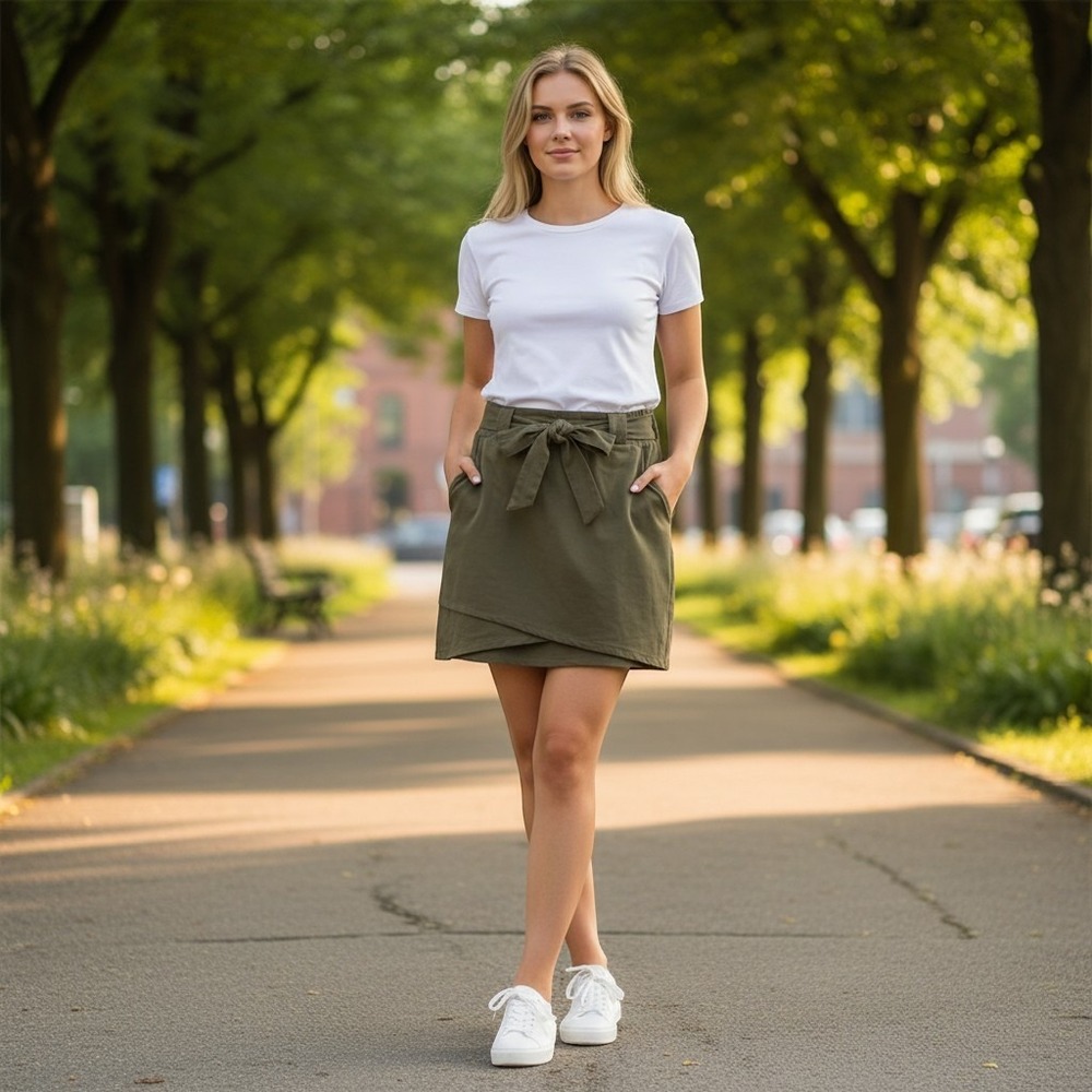 Kyodan olive green paperbag-waist skort activewear Athleisure Large comfort